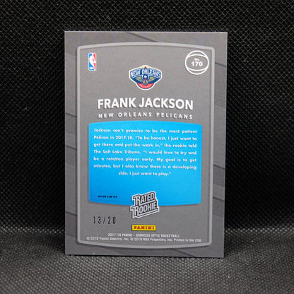 2017-18 Frank Jackson Donruss Optic Rated Rookie Pink Fast Break Prizm /20