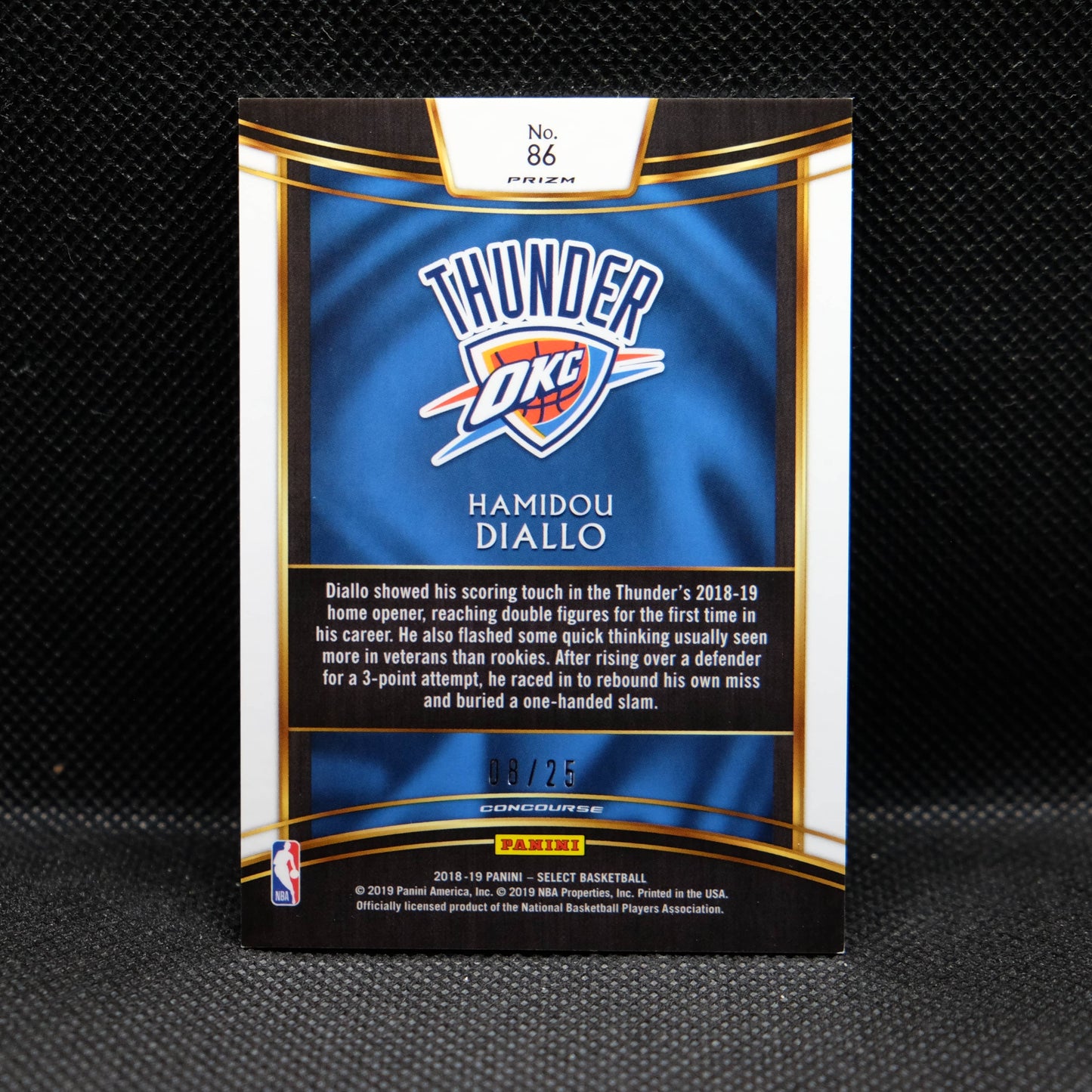 2018-19 Hamidou Diallo Select #86 Tie Dye Prizm Rookie Card /25