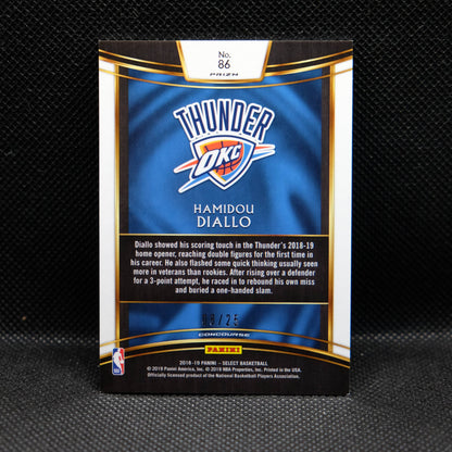 2018-19 Hamidou Diallo Select #86 Tie Dye Prizm Rookie Card /25