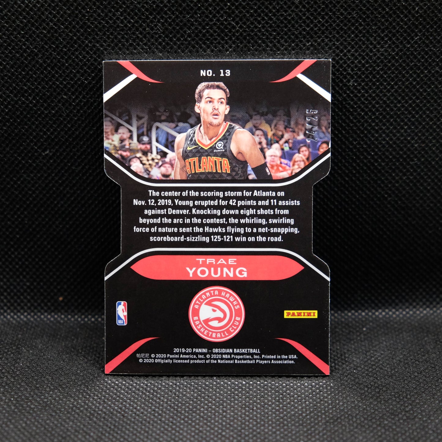 2019-20 Trae Young #13 Pitch Black Die Cut /25