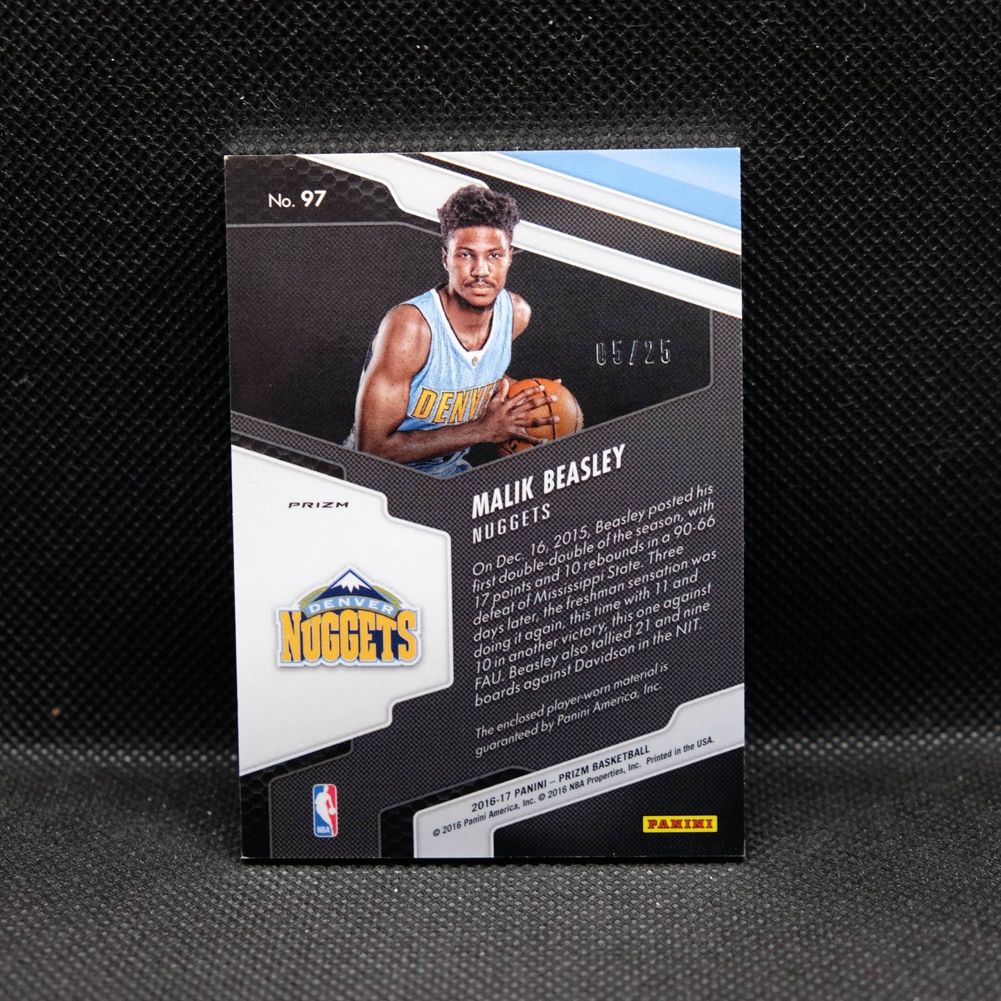 2016-17 Malik Beasley Prizm #97 Orange Wave Prizm Rookie Patch /25
