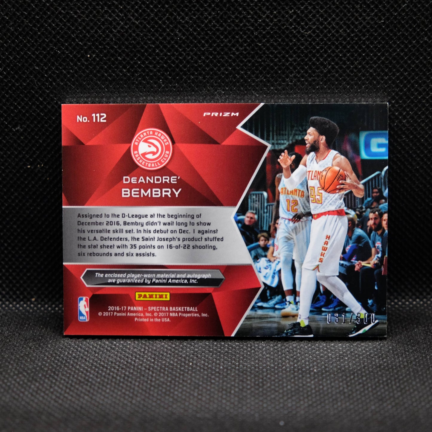 2016-17 DeAndre' Bembry Spectra Rookie Patch Auto /300