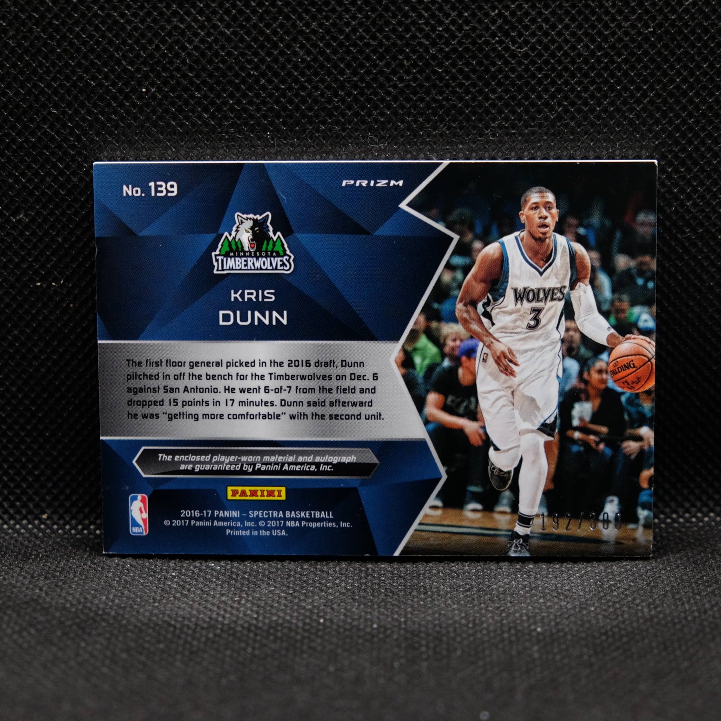 2016-17 Kris Dunn Spectra Rookie Patch Auto /300