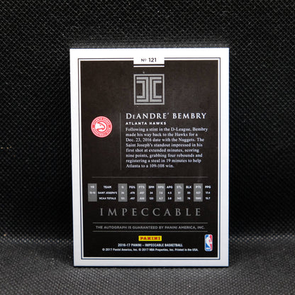 2016-17 DeAndre' Bembry Impeccable #121 Rookie Autograph /49