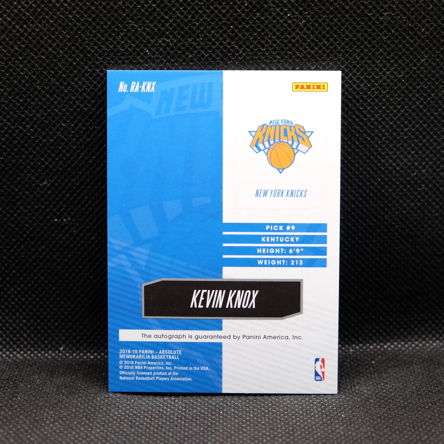 2018-19 Kevin Knox Absolute Rookie Autographs RA-KNX /125