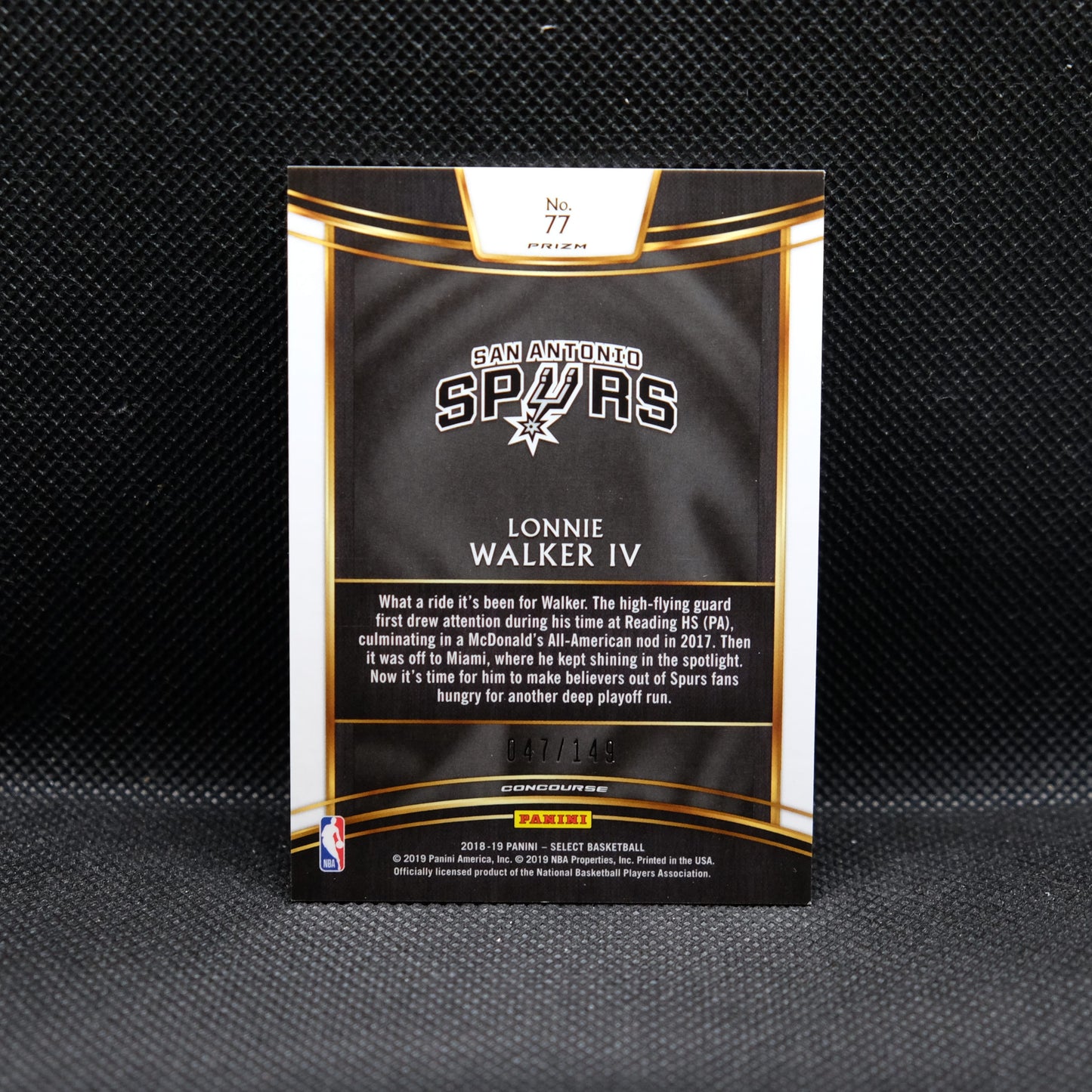 2018-19 Lonnie Walker IV Select #77 White Prizm /149 Rookie Card RC