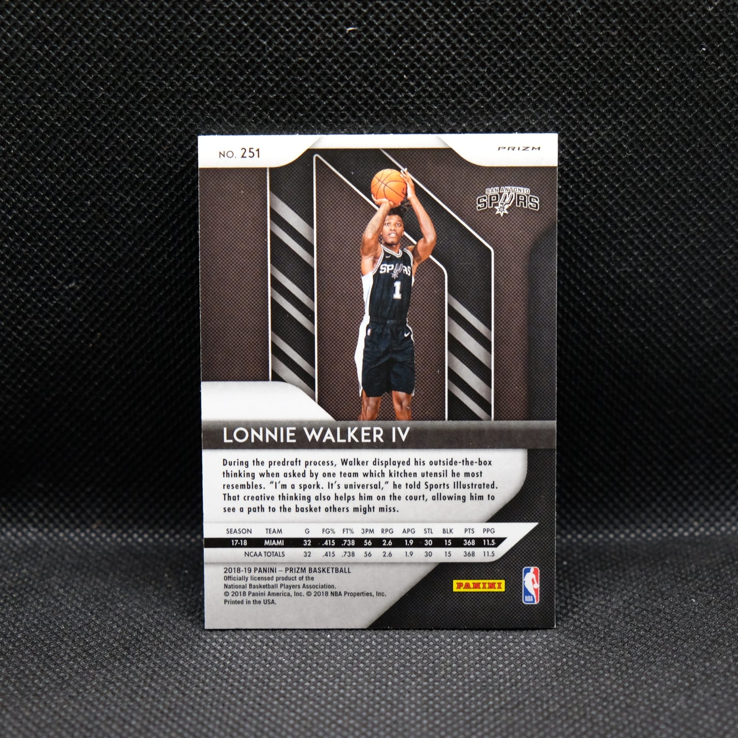 2018-19 Lonnie Walker IV Prizm #251 Red White Blue Prizm Rookie Card RC