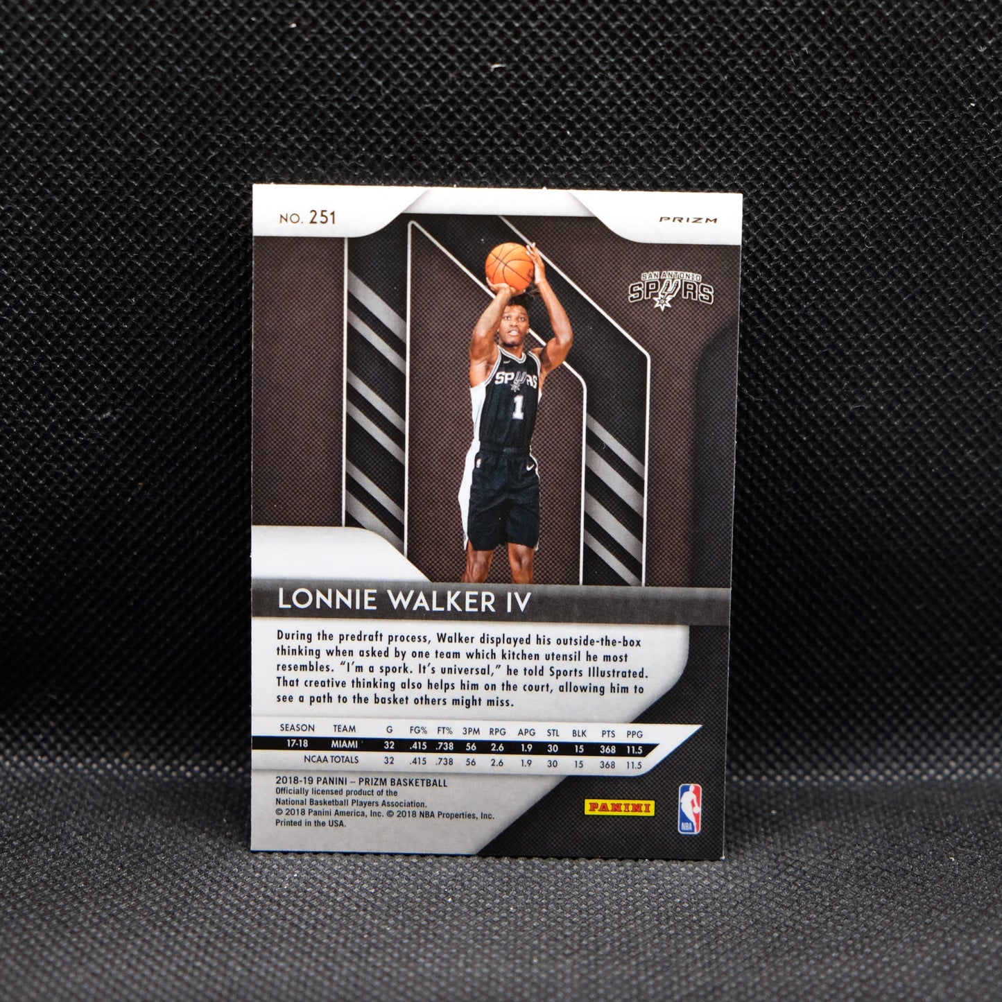 2018-19 Lonnie Walker IV Prizm #251 Red Wave Prizm Rookie Card RC