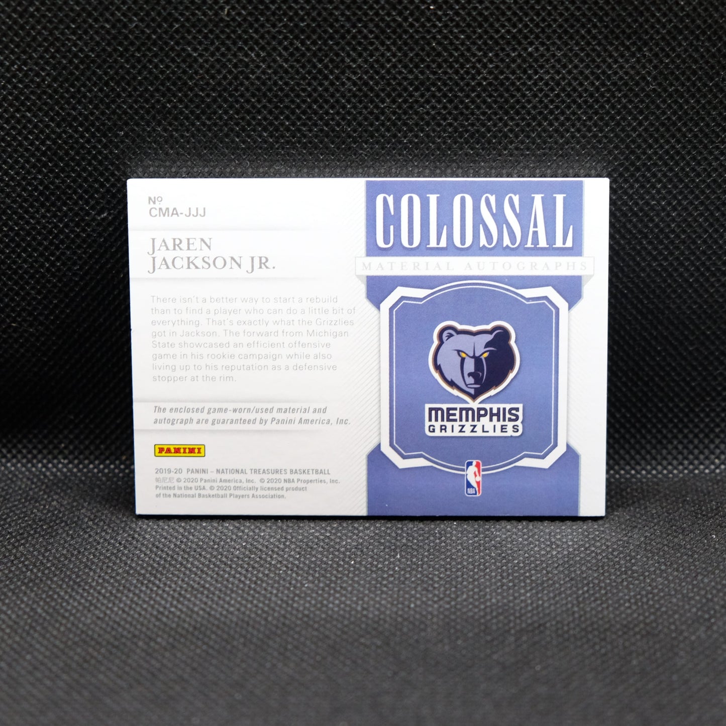 2018-19 Jaren Jackson Jr. National Treasures Colossal Material Autographs /99
