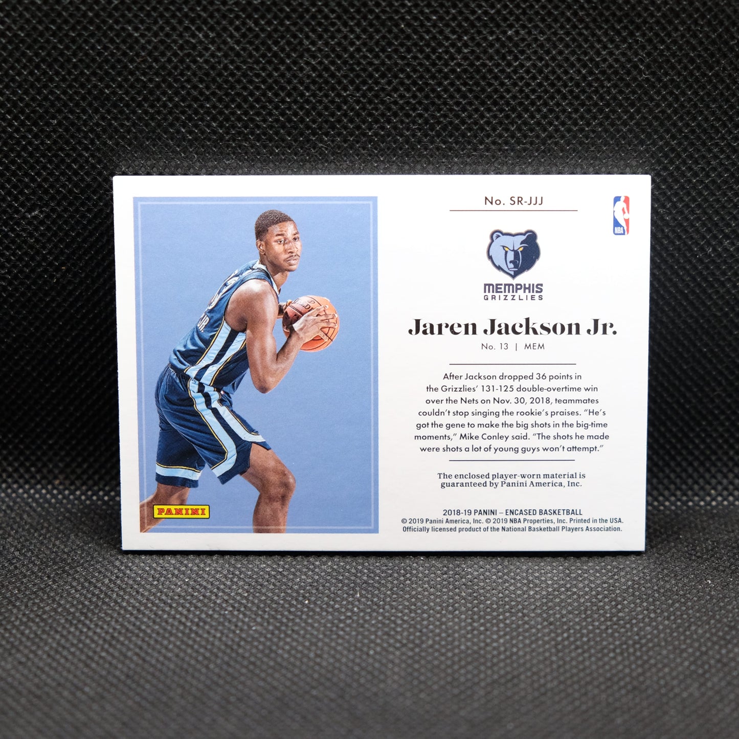 2018-19 Jaren Jackson Jr. Encased Substantial Rookie Swatches /99 Rookie Patch