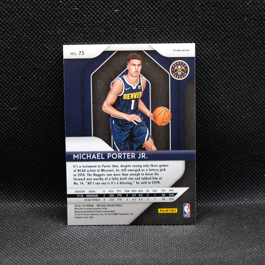 2018-19 Michael Porter Jr. Mosaic #73 Red Mosaic Prizm Rookie Card