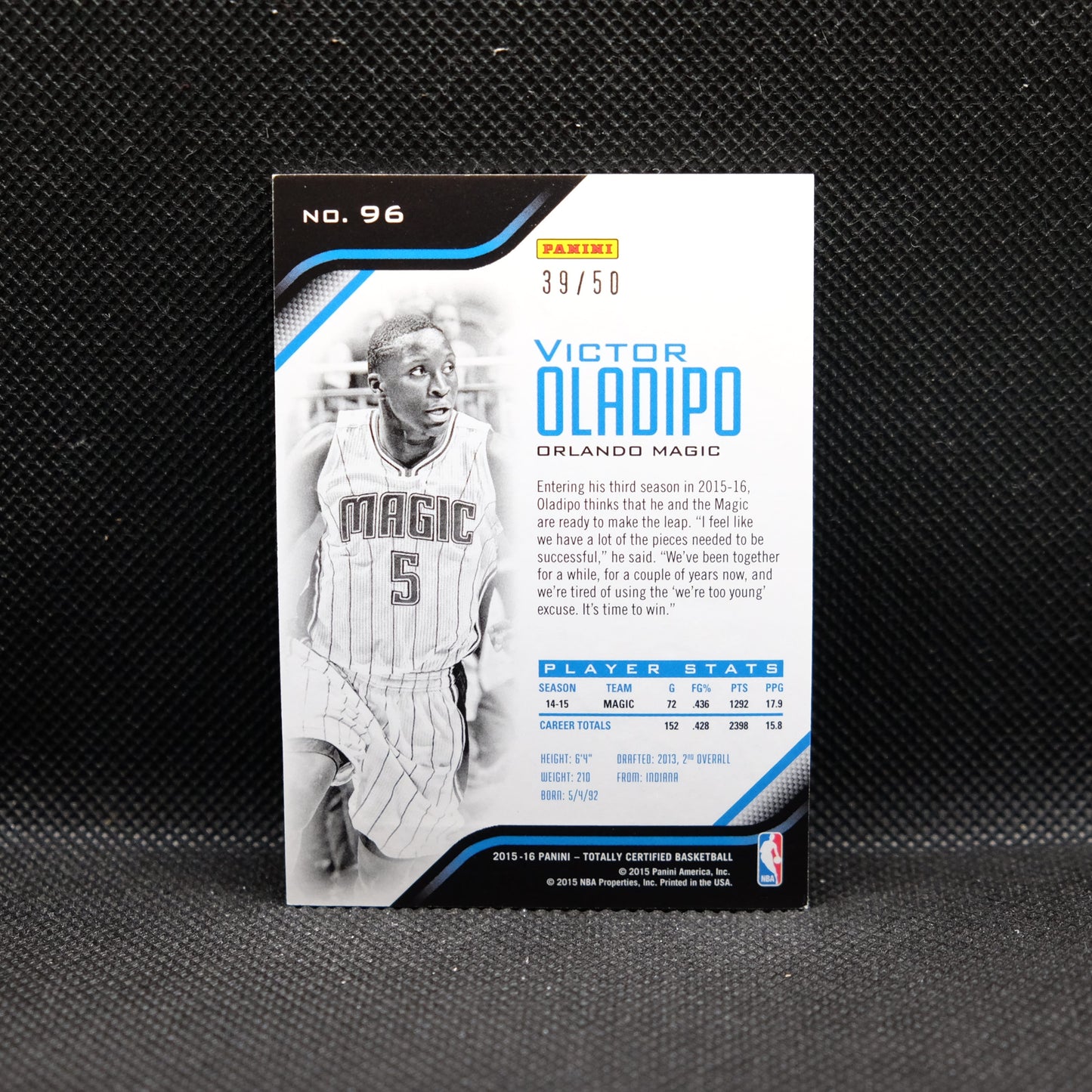 2015-16 Victor Oladipo Totally Certified #96 Purple /50