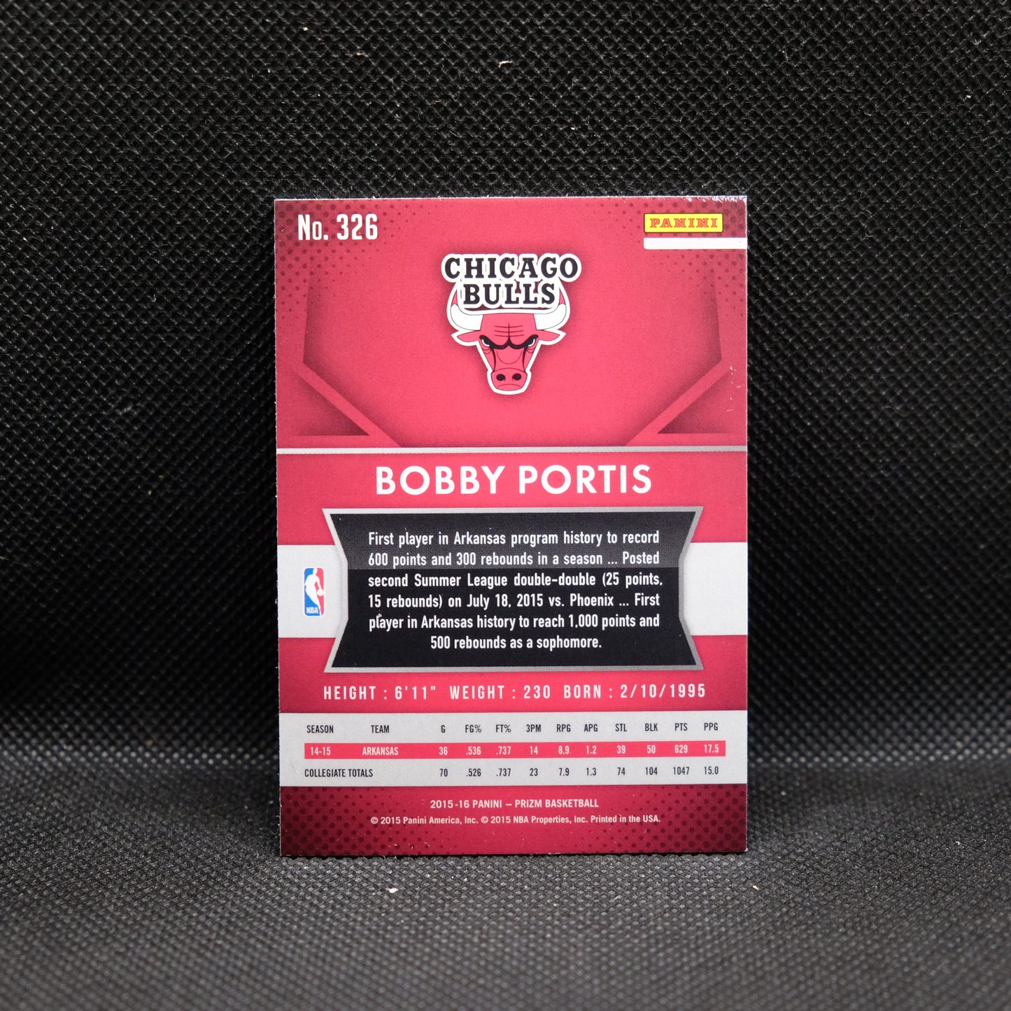 2015-16 Bobby Portis Prizm #326 Rookie Card