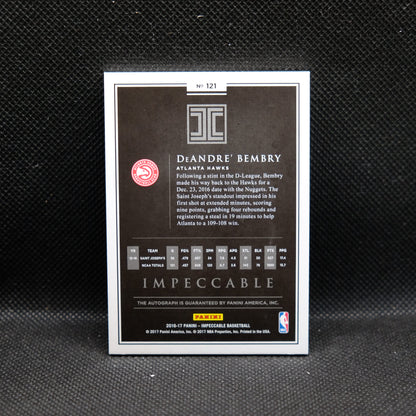 2016-17 DeAndre' Bembry Impeccable #121 Rookie Autograph /10