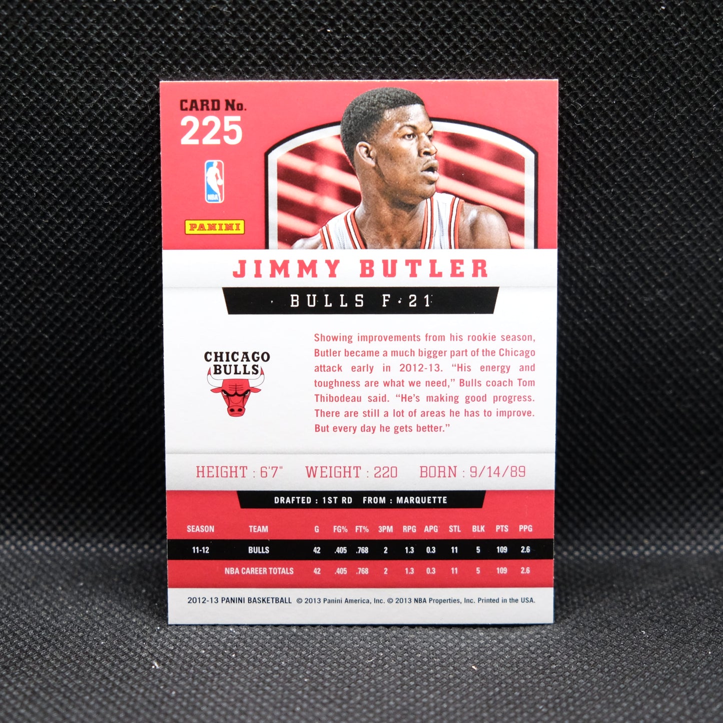 2012-13 Jimmy Butler Panini #225 Rookie Card