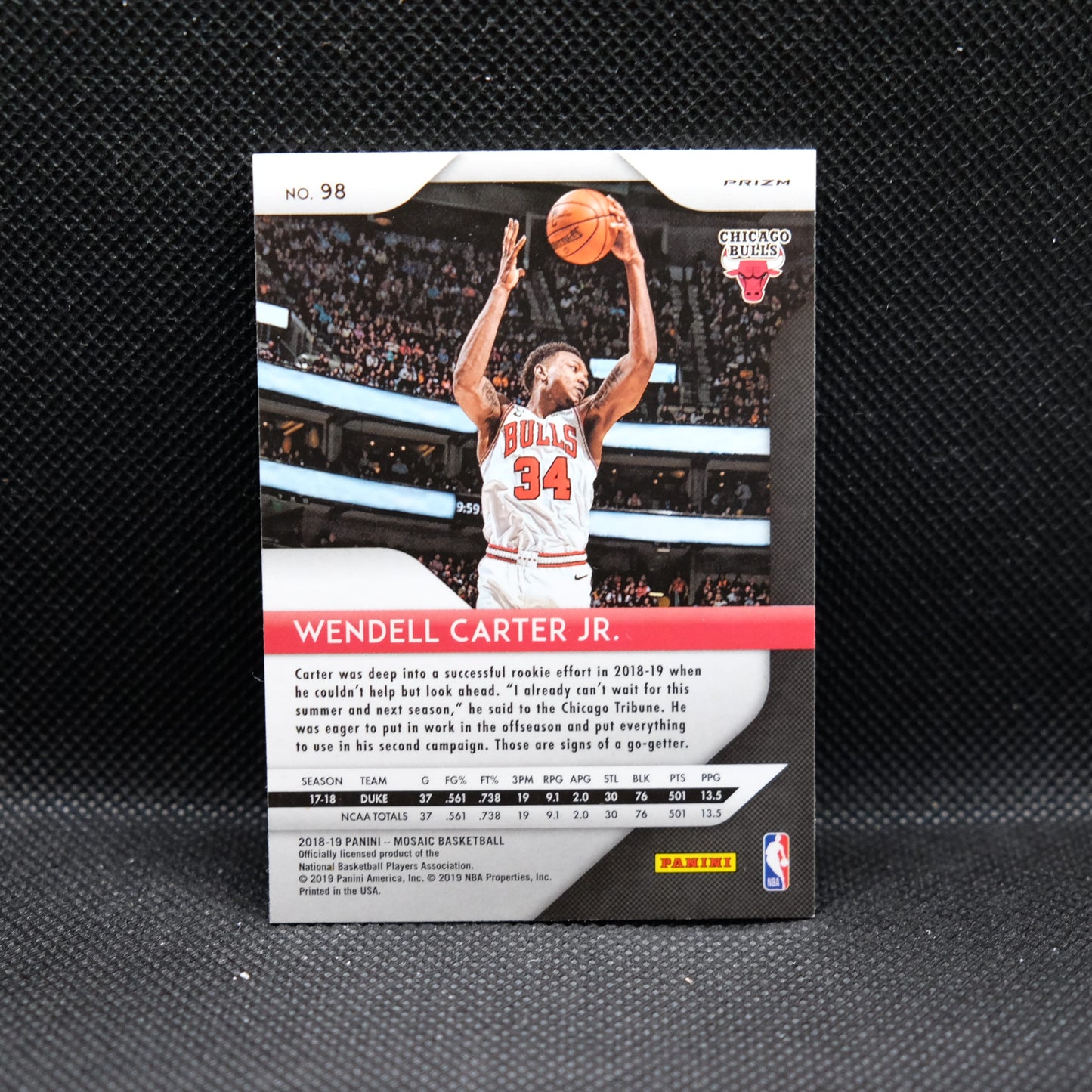 2018-19 Wendell Carter Jr. Mosaic #98 Silver Mosaic Prizm
