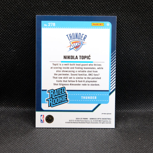 2024-24 Nikola Topic Donruss Optic #278 Rated Rookie Silver Holo Prizm