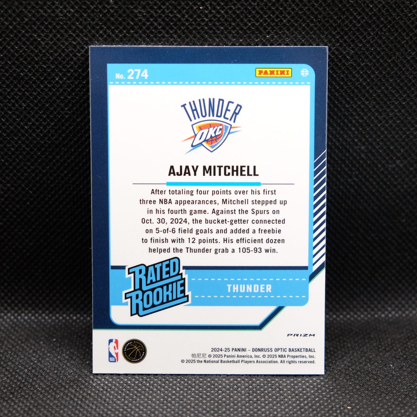 2024-24 Ajay Mitchell Donruss Optic Rated Rookie Pink Hyper Prizm