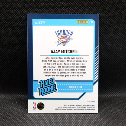 2024-24 Ajay Mitchell Donruss Optic Rated Rookie Pink Hyper Prizm