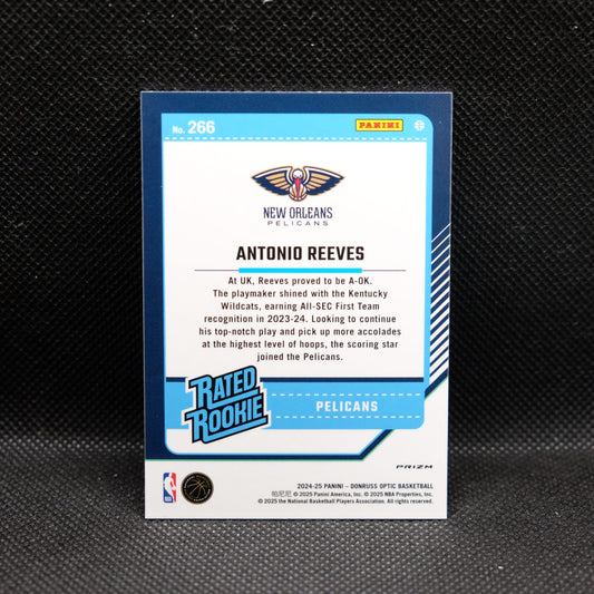 2024-24 Antonio Reeves Donruss Optic Rated Rookie Silver Holo Prizm