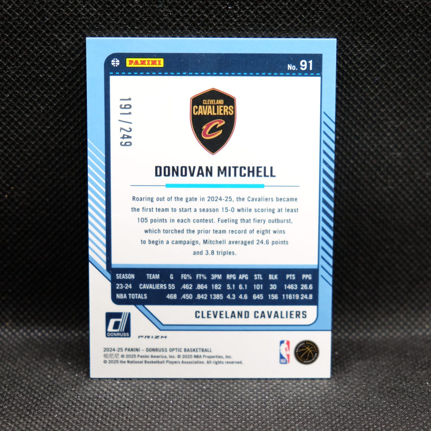 2024-24 Donovan Mitchell Donruss Optic #91 Hyper Green Prizm /249