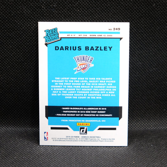 2019-20 Darius Bazley Donruss Rated Rookie Orange Laser