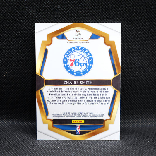 2018-19 Zhaire Smith Select #154 Premier Level Silver Prizm Rookie Card