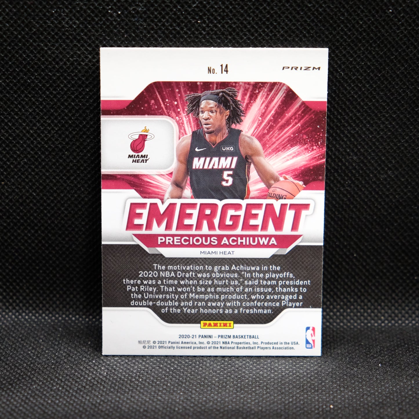 2020-21 Precious Achiuwa Prizm Emergent Silver Prizm Rookie Card