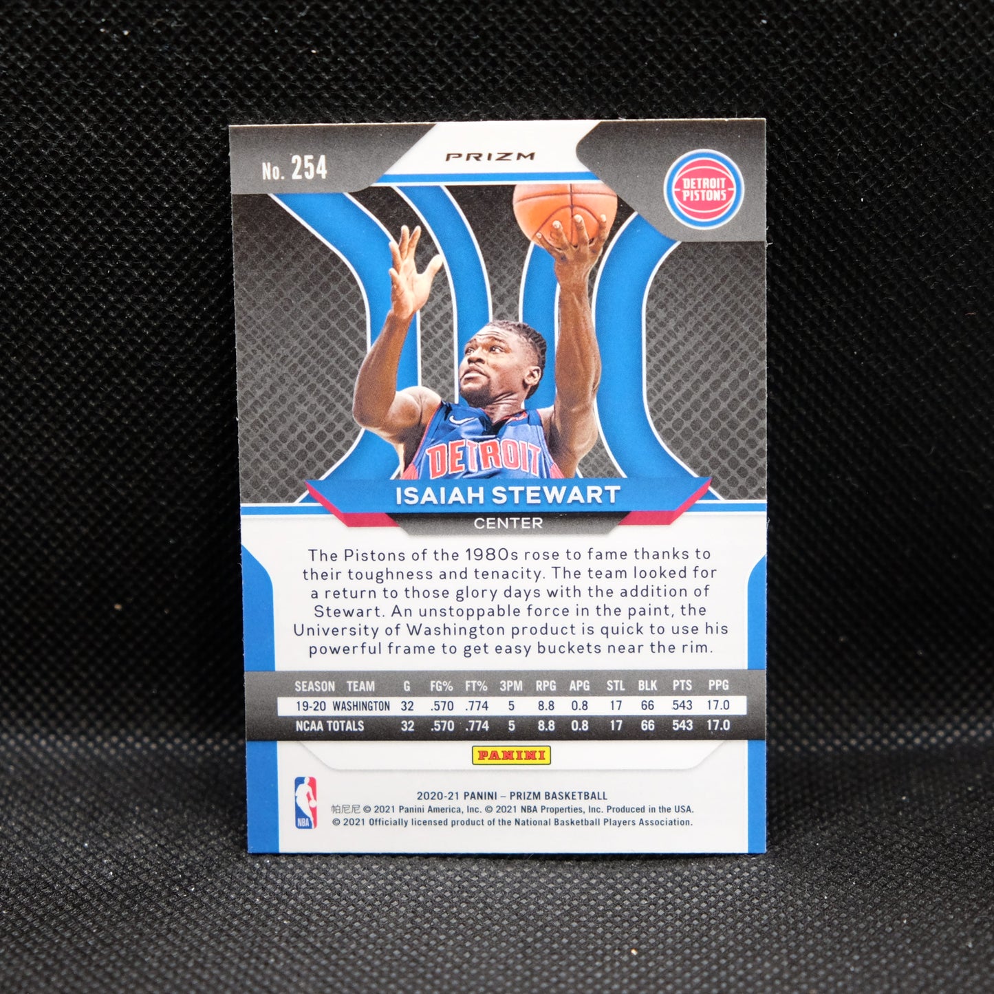 2020-21 Isaiah Stewart Prizm #254 Silver Prizm Rookie Card