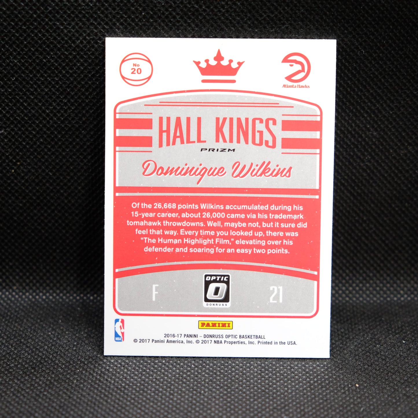 2016-17 Dominique Wilkins Donruss Optic Hall Kings Silver Prizm
