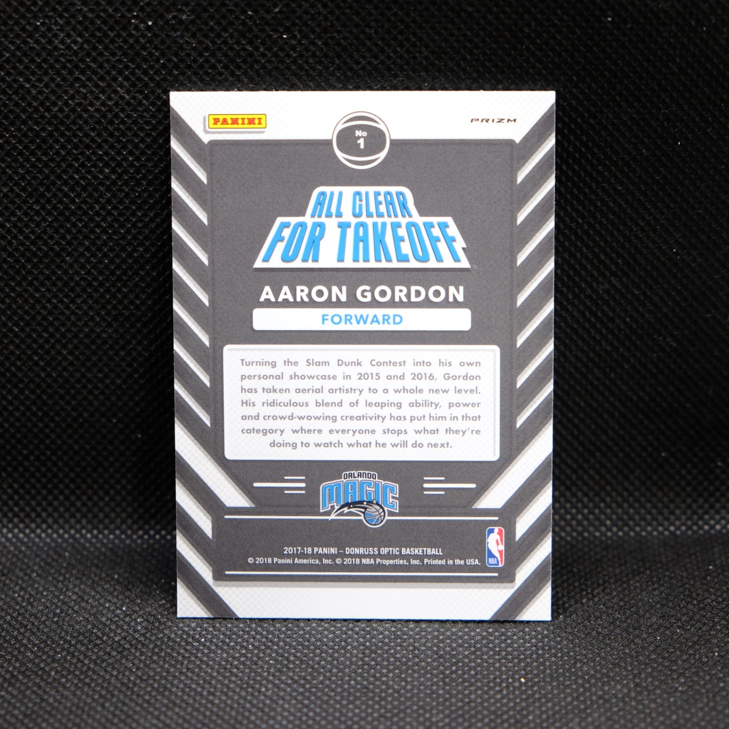 2017-18 Aaron Gordon Donruss Optic All Clear For Takeoff Fast Break Prizm