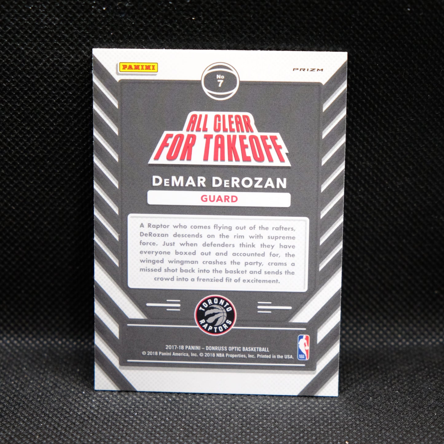 2017-18 DeMar DeRozan Donruss Optic All Clear For Takeoff Fast Break Prizm