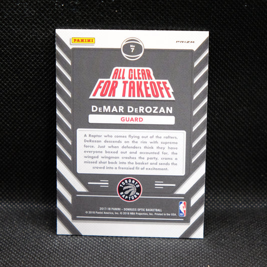 2017-18 DeMar DeRozan Donruss Optic All Clear For Takeoff Fast Break Prizm