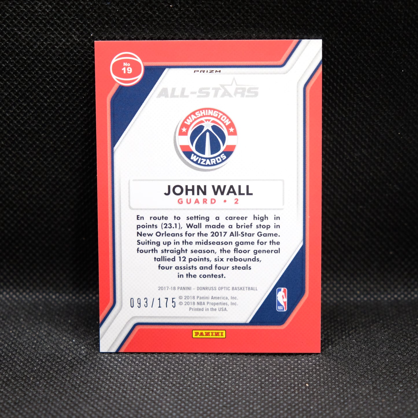 2017-18 John Wall Donruss Optic All-Stars Lime Green Prizm /175