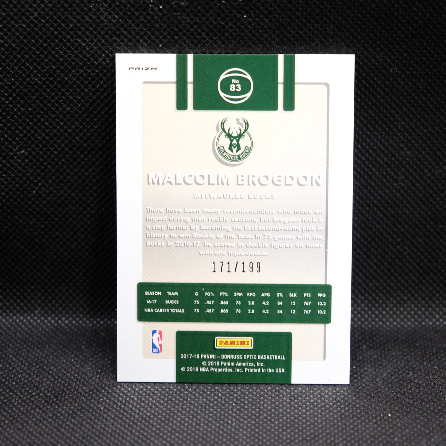 2017-18 Malcolm Brogdon Donruss Optic #83 Orange Prizm /199