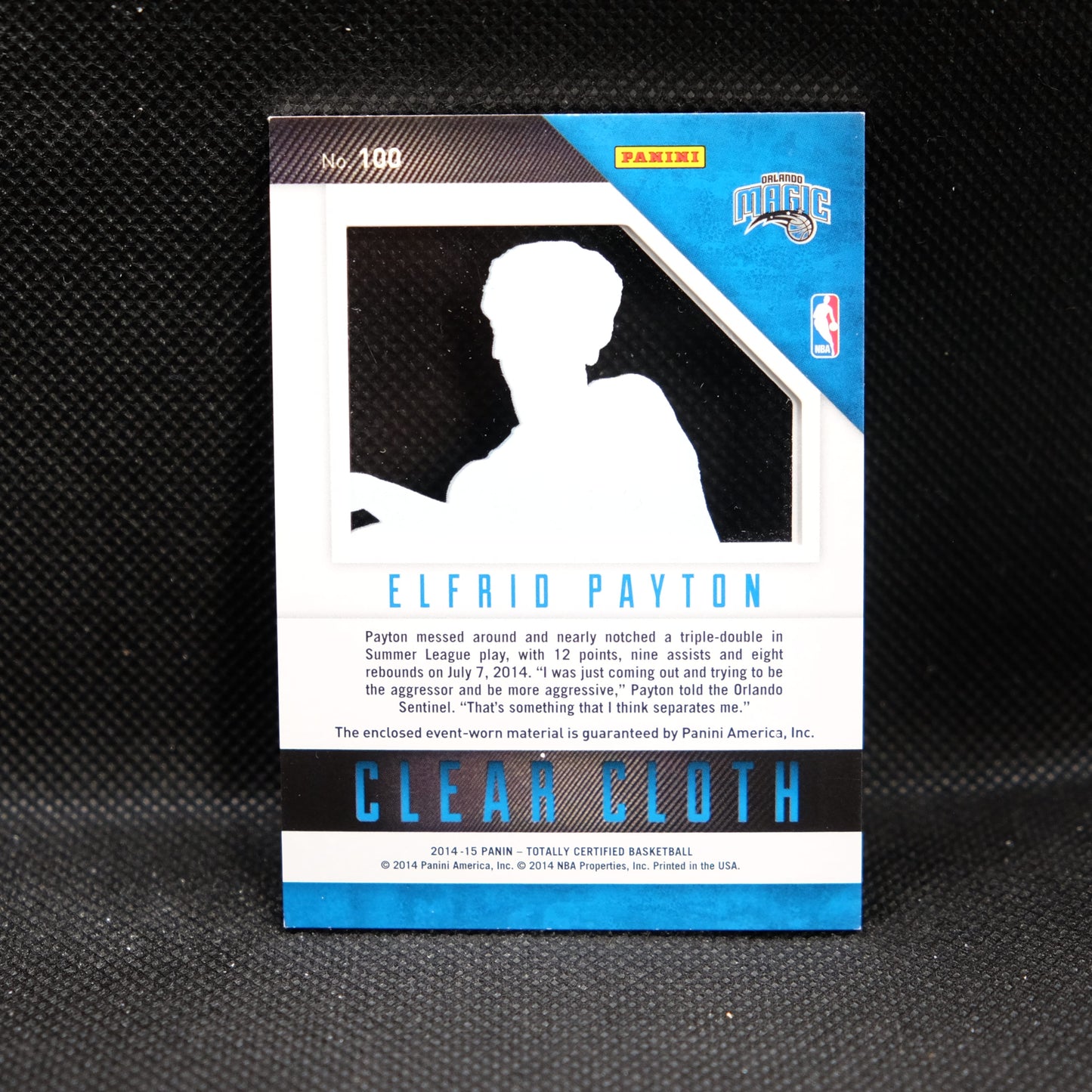 2014-15 Elfrid Payton Totally Certified Clear Cloth #100 Rookie Card