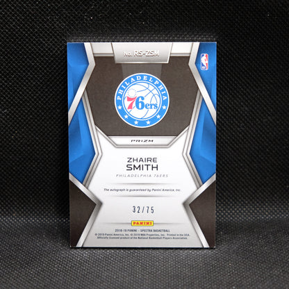 2018-19 Zhaire Smith Spectra Rising Stars Signatures Rookie Silver Prizm /75
