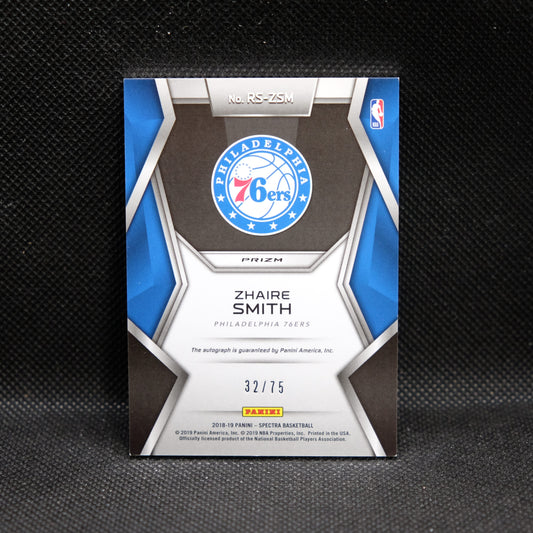 2018-19 Zhaire Smith Spectra Rising Stars Signatures Rookie Silver Prizm /75