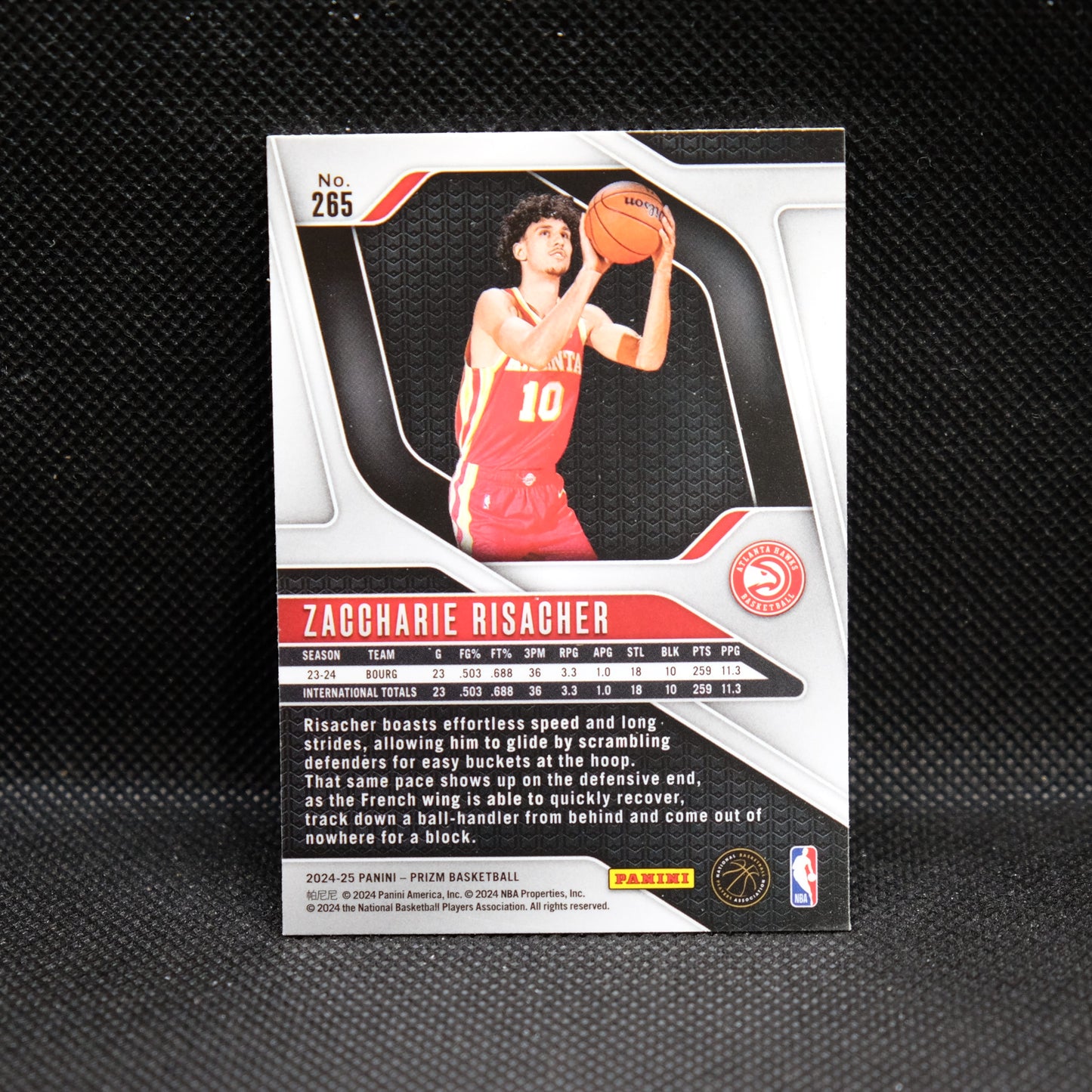 2024-25 Zaccharie Risacher Prizm #265 Rookie Card