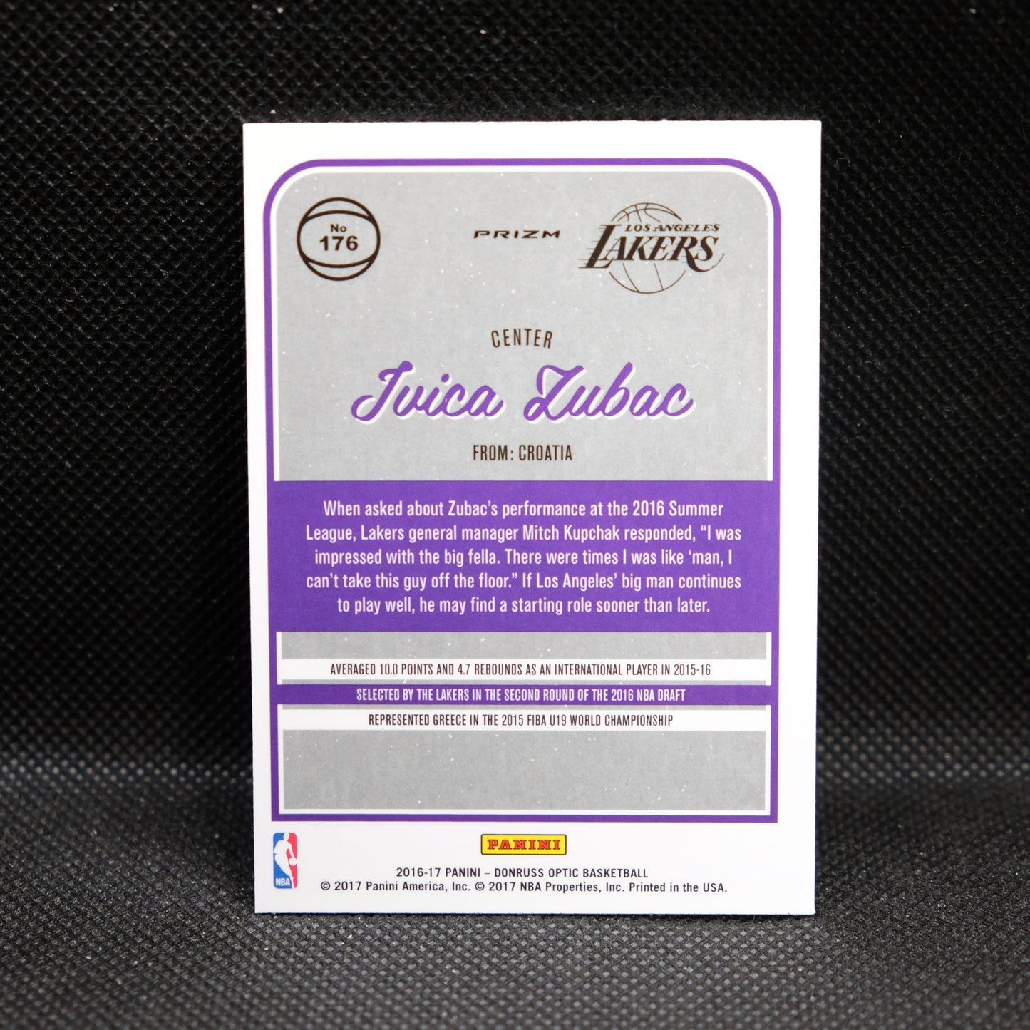 2016-17 Ivica Zubac Donruss Optic #176 Silver Holo Rookie Card