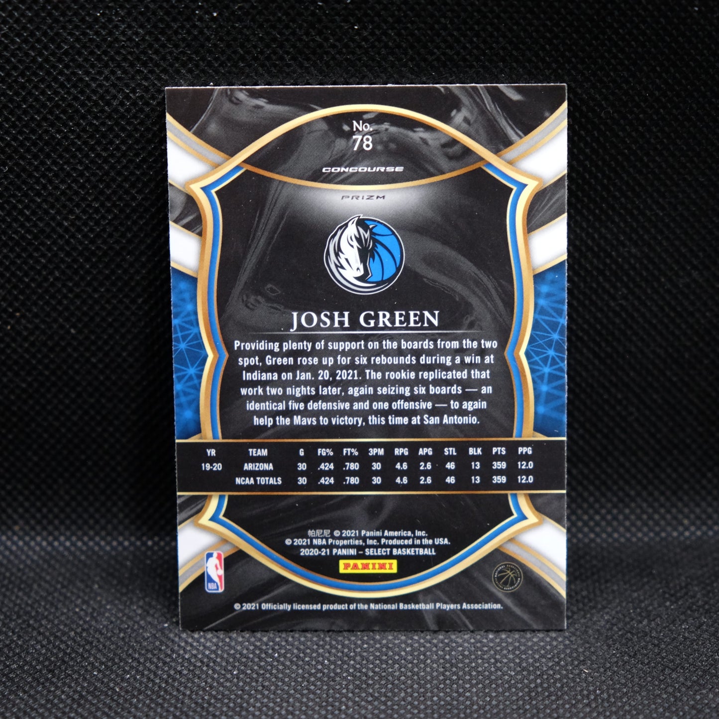 2020-21 Josh Green Select #78 Tri Color Shimmer Rookie Card