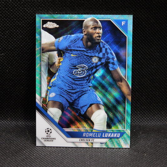 2021-22 Romelu Lukaku Topps Chrome UEFA UCL #168 Aqua Wave Refractor /199