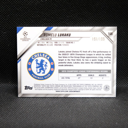 2021-22 Romelu Lukaku Topps Chrome UEFA UCL #168 Aqua Wave Refractor /199