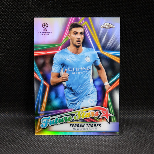 2021-22 Ferran Torres Topps Chrome UEFA UCL Future Stars Refractor