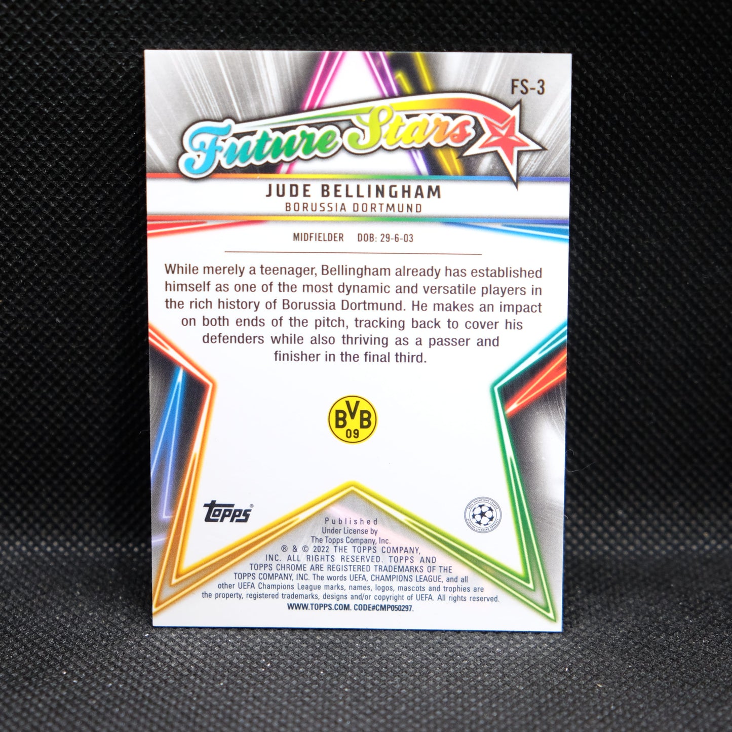 2021-22 Jude Bellingham Topps Chrome UEFA UCL Future Stars Refractor