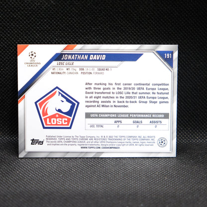 2021-22 Jonathan David Topps Chrome UEFA UCL RC #191 Red Gold Starball