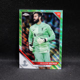 2021-22 Alisson Becker Topps Chrome UEFA UCL #46 Neon Green Wave Refractor