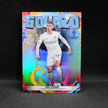 2021-22 Phil Foden Topps Chrome UEFA UCL Golazo Refractor