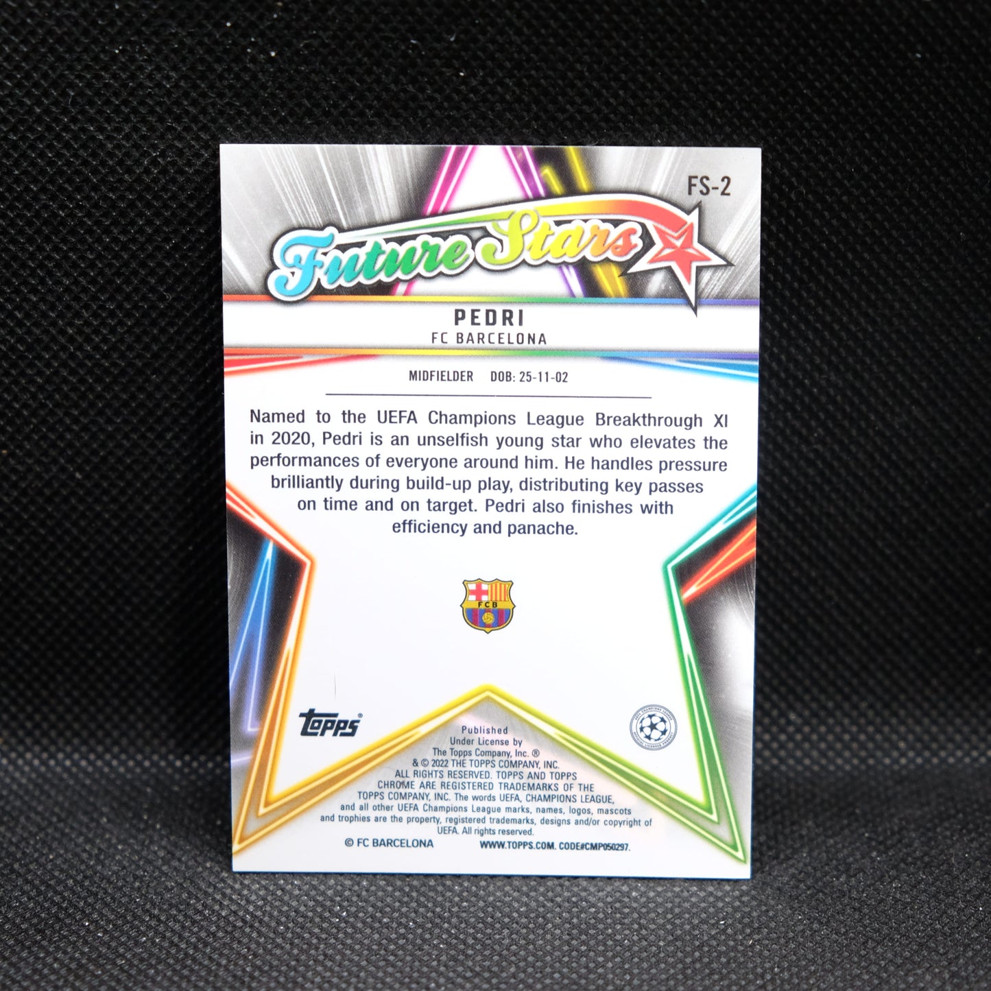 2021-22 Pedri Topps Chrome UEFA UCL Future Stars Refractor