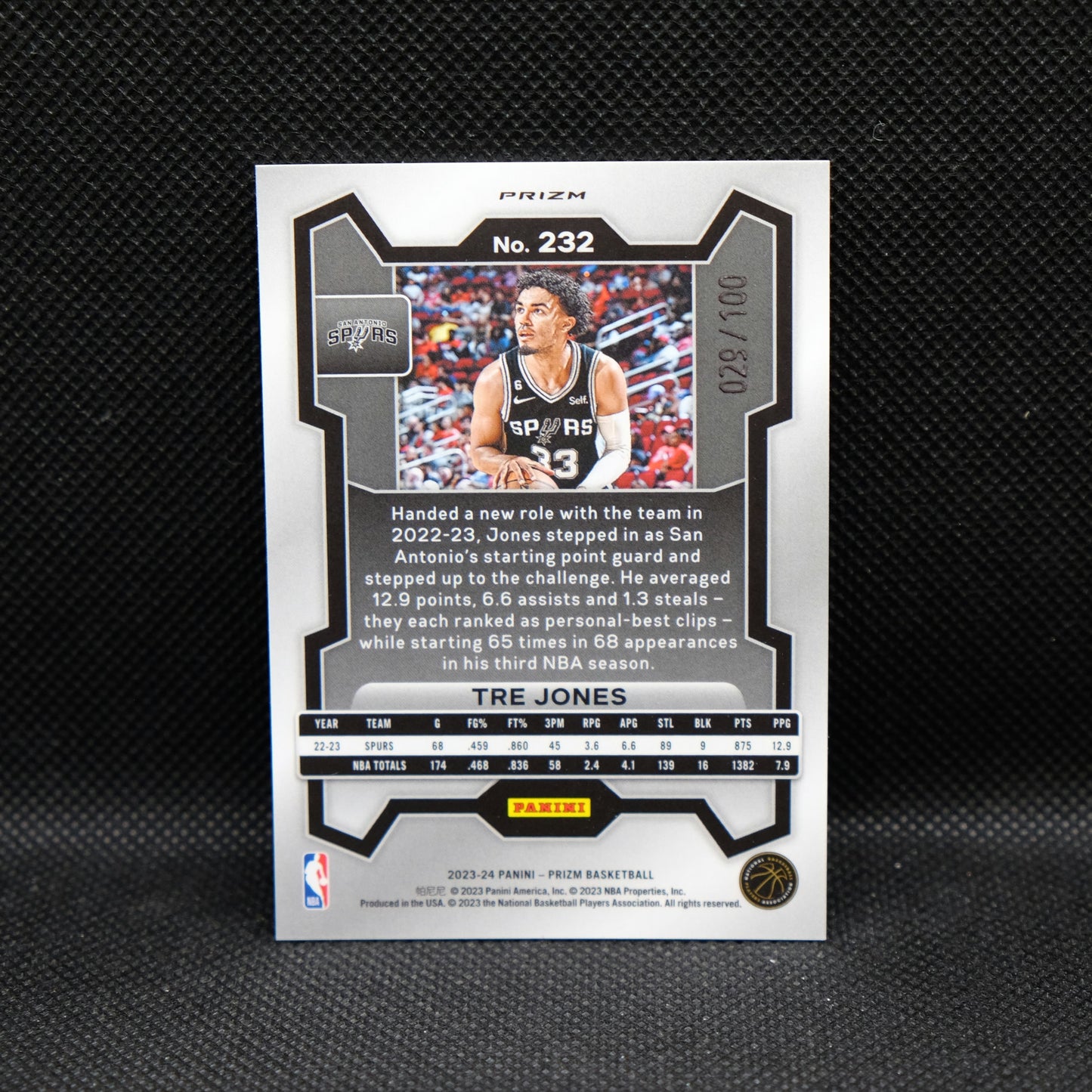 2023-24 Panini Prizm - Tre Jones Red Fast Break Prizm /100